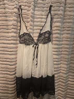 Victoria's Secret White Chemise with Black Lace Trim